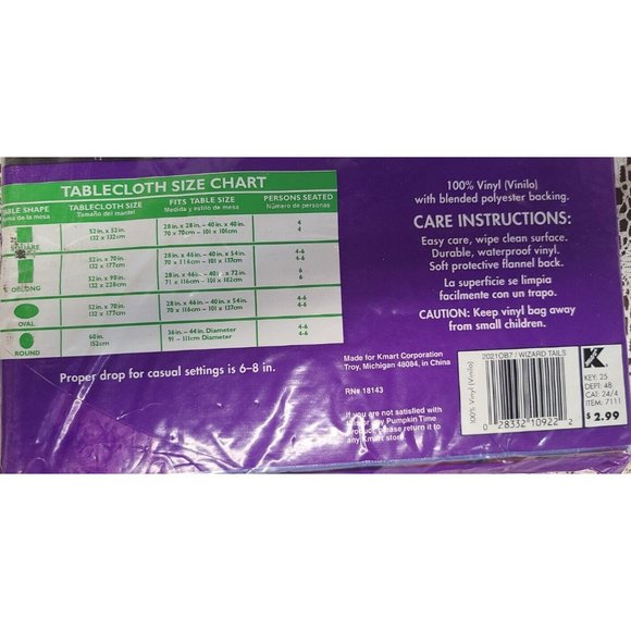 Vintage Pumpkin Time Vinyl Tablecover Halloween Cats Witch Hat Spooky 52 x 70 in - Picture 5 of 6